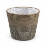 Flätad minikruka Natur 7 cm med gråbrun fiberstruktur och synligt plastfoder