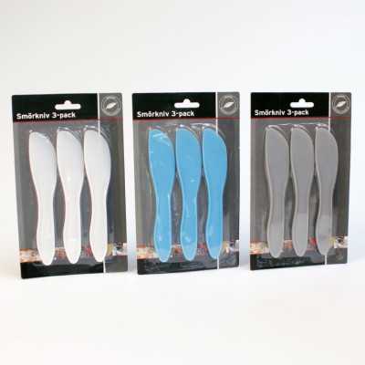 Smörknivar i plast, 3-pack, 17,5 cm långa