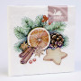 Harmony julservetter med apelsinskiva, kanelstänger, grankvistar och kotte, 33x33 cm, 20-pack