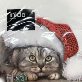 Inicio julservetter med grå katt i röd tomteluva, 40x40 cm, 20-pack