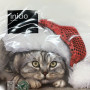 Inicio julservetter med grå katt i röd tomteluva, 40x40 cm, 20-pack