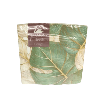 Servetter med stora gröna blad 33x33 cm, 20-pack – Harmony
