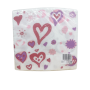Vita servetter med hjärtan i rött, rosa och lila, 33x33 cm i 20-pack
