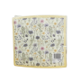 Servetter med ängsblommor i lila, rosa och gult samt ljusgul kant, 33x33 cm i 20-pack