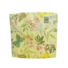 Ljusgula servetter med fjärilar, rosa blommor och gröna blad, 33x33 cm i 20-pack