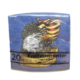 Servetter med vithövdad örn och amerikanska flaggan mot blå bakgrund, 33x33 cm i 20-pack