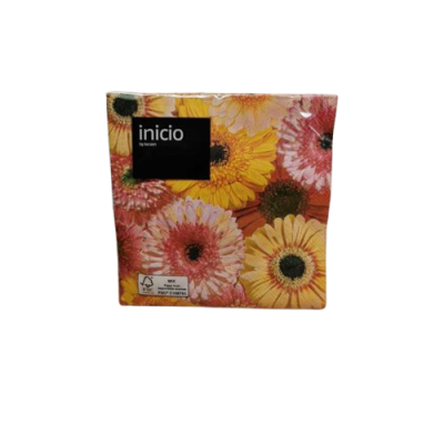 Inicio kaffeservetter med gerbera 25x25 cm – 20-pack