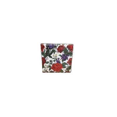 Inicio kaffeservetter med röda och lila blommor samt gröna blad mot vit bakgrund, 25x25 cm i 20-pack