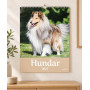 Hundkalender 2027 från Pinky Pine upphängd på vägg i hemmiljö