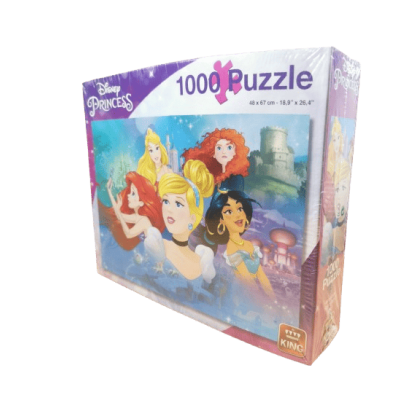 King Disney Princess pussel 1000 bitar med Askungen, Ariel, Aurora, Jasmine och Merida, 48 x 67 cm